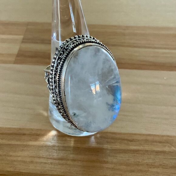 Rainbow Moonstone Solid 925 Sterling Silver 10 - Picture 1 of 6